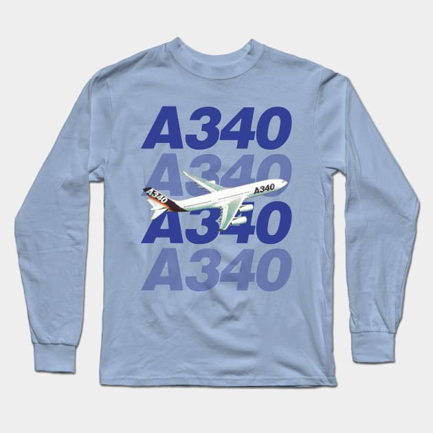 A340 in flight Long Sleeve T-Shirt by Caravele